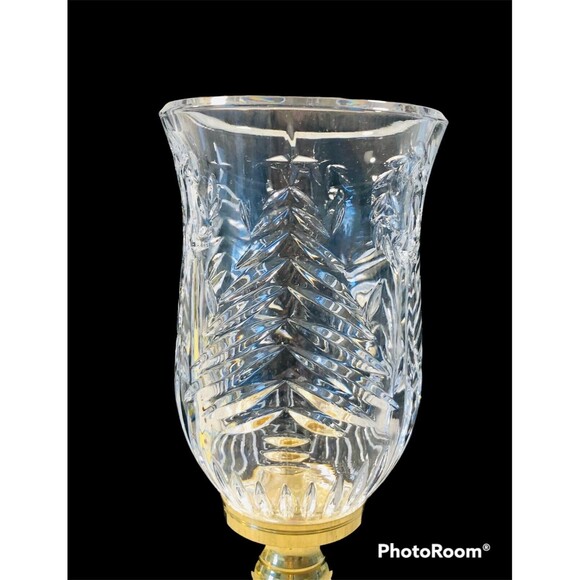 The American Collection Crystal Christmas Hurricane Lamp 24% fine Lead Crystal - Picture 3 of 8